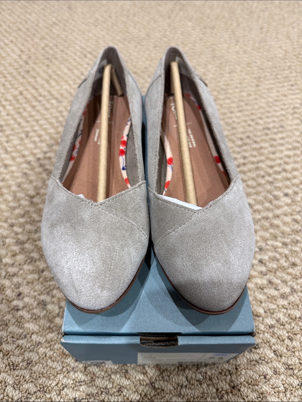 Toms Light Gray Suede V-Cut Flats